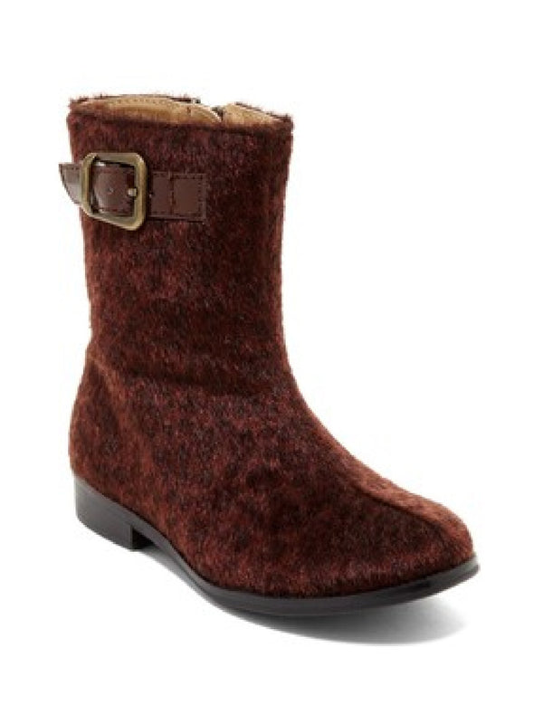 Lamour Girls Brown Furry Buckle Design Zipper Boots 11-13 Kids - SophiasStyle.com